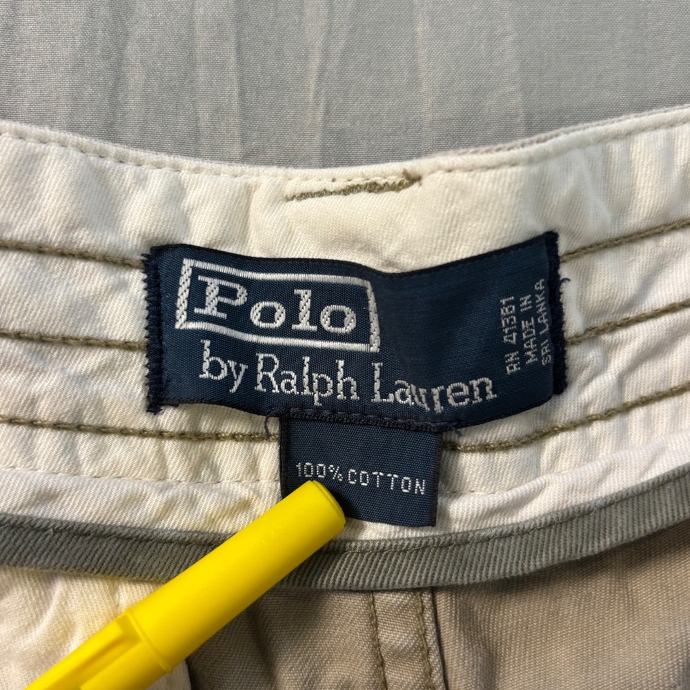 Vintage Polo Ralph Lauren Cargo Shorts men's 34 Tan Khaki Classic chino - Picture 7 of 10